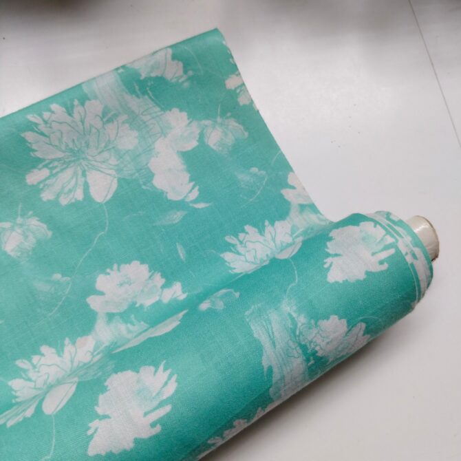 Sea Green Floral Cotton Mix